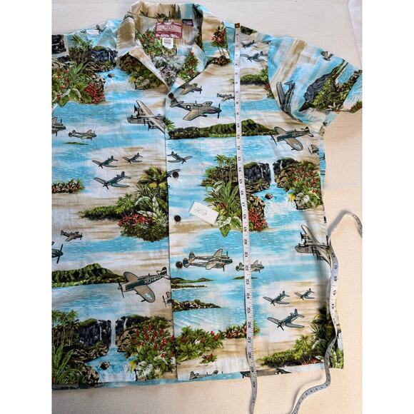 Vintage RJC War Planes Water Button Front Hawaiian Shirt Adult XL Hawaii Made - Picture 9 of 9